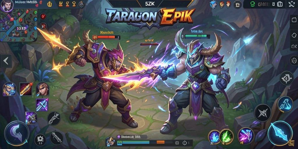 Tampilan seru pertarungan tim dalam game MOBA 5ZK.