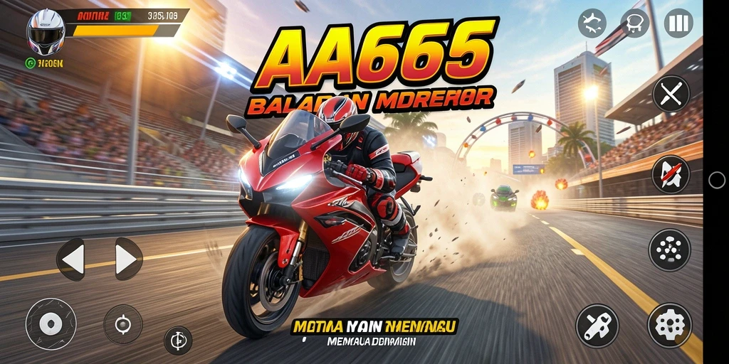 Gameplay mendebarkan di trek balapan motor AA666.