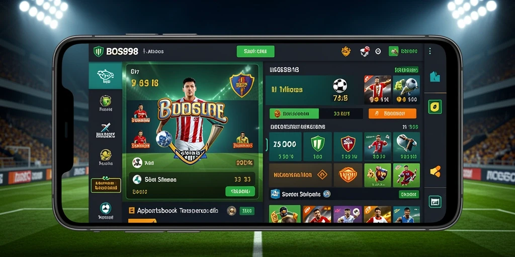 Tampilan antarmuka aplikasi BOS898 saat bertaruh pada pertandingan olahraga.