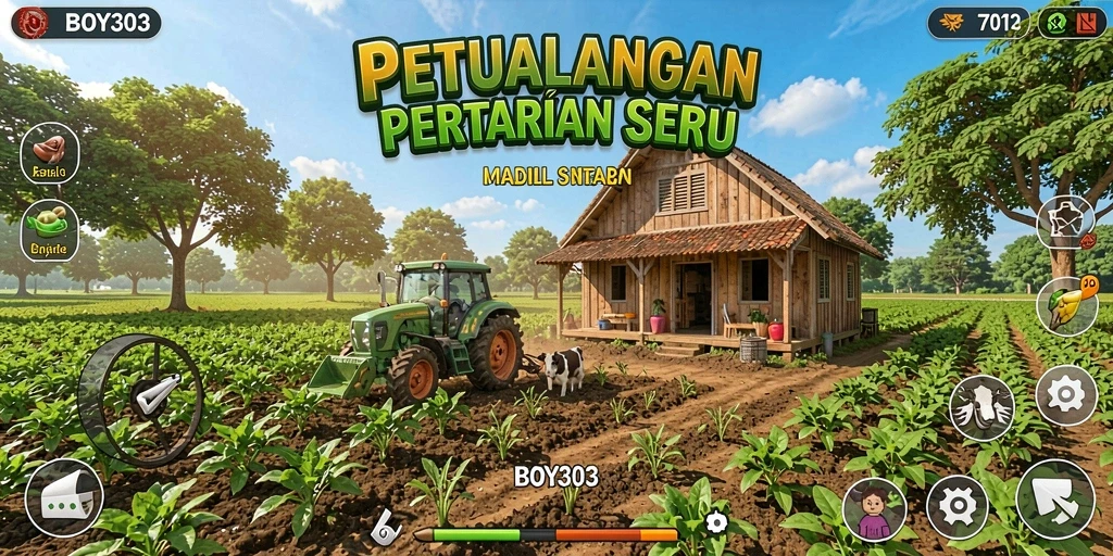 Screenshot BOY303 menunjukkan aktivitas bertani yang seru dan dinamis.