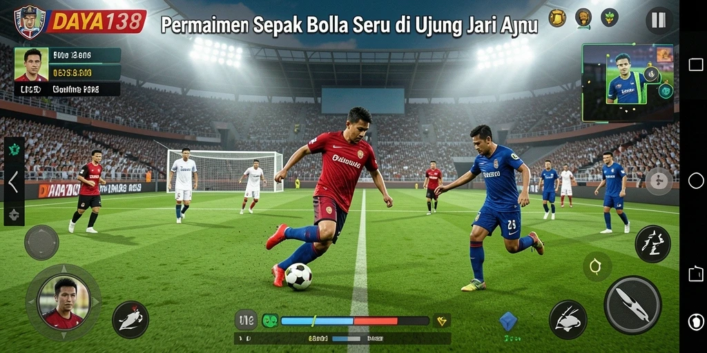 Gambaran menakjubkan gameplay sepak bola yang seru.