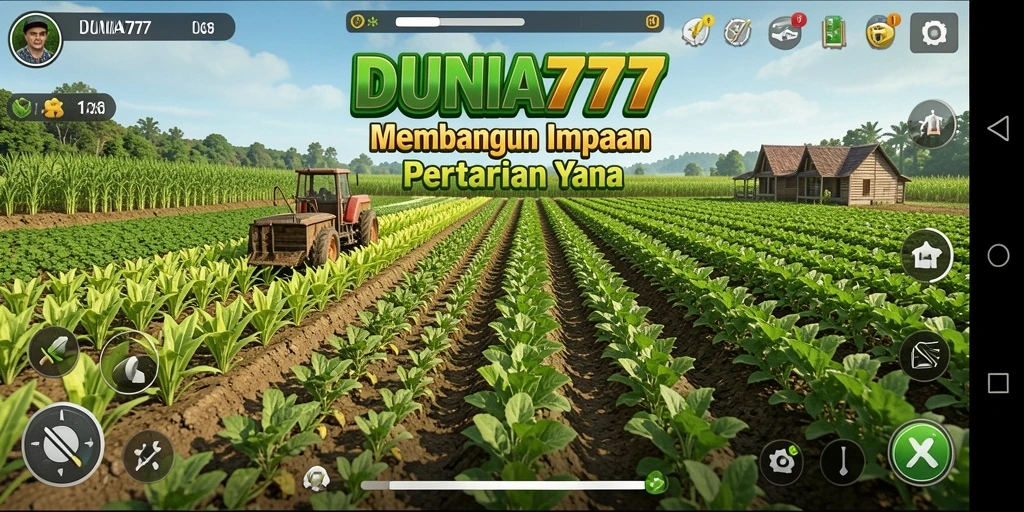 Screenshot gameplay DUNIA777 menampilkan aktivitas bertani yang seru.