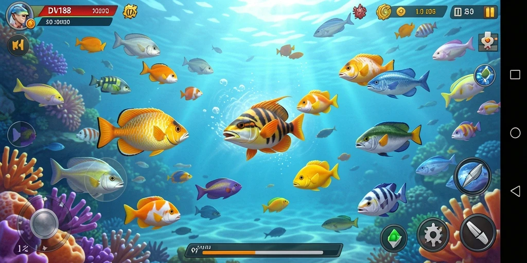 Tampilan gameplay Tembak Ikan yang mendebarkan di DV188.