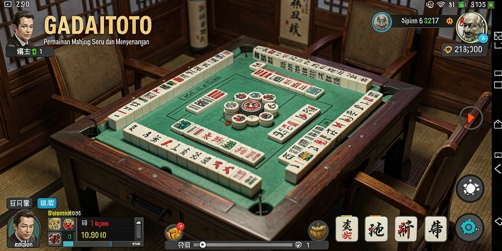 Tampilan menarik gameplay GADAITOTO dengan elemen Mahjong yang klasik.