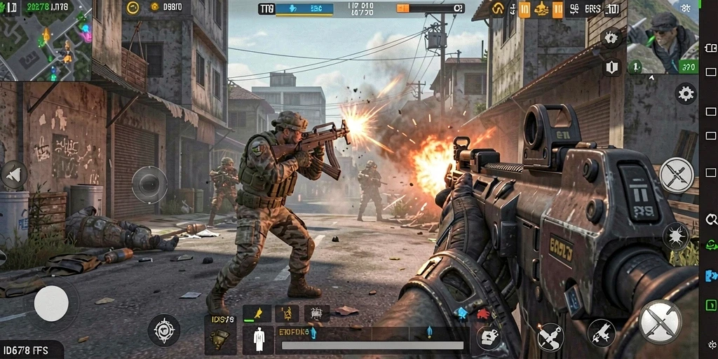 Screenshot ID678 menampilkan aksi pertempuran FPS yang mendebarkan dan grafis yang memukau.