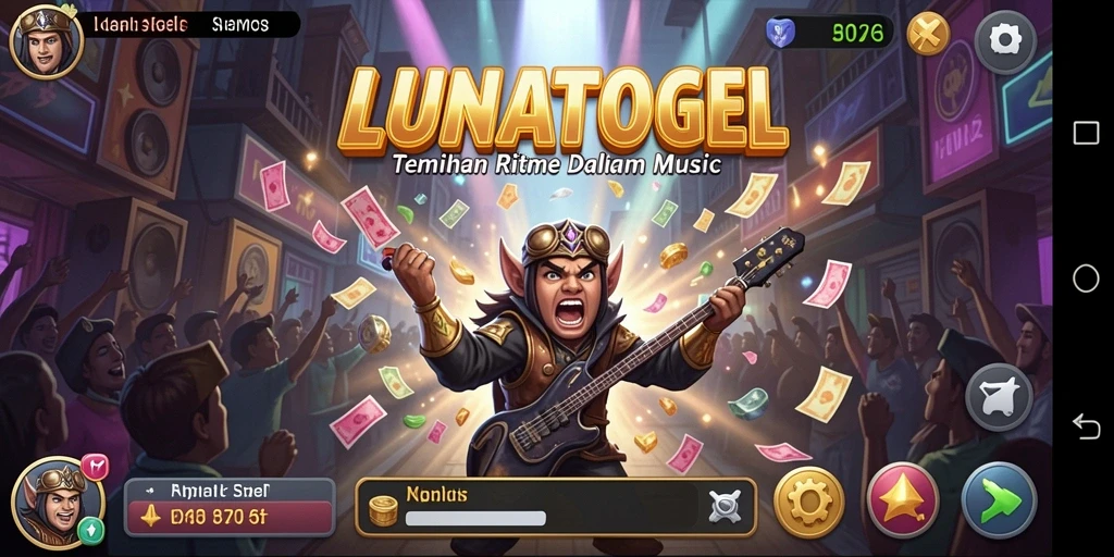 Tampilan gameplay LUNATOGEL yang menampilkan pemain mengikuti irama musik.