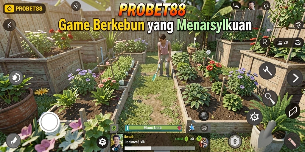 Screenshot gameplay <strong>PROBET88</strong> menampilkan suasana ladang yang asri dan penuh warna.