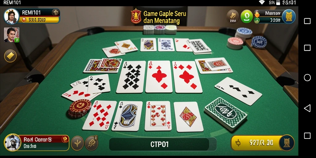Tampilan gameplay <strong>REMI101</strong> yang seru dan interaktif dalam permainan Gaple.