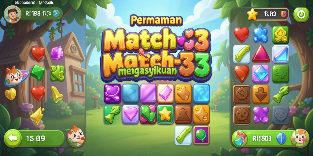 Gameplay RI188 yang menarik dan penuh warna dalam Match-3.