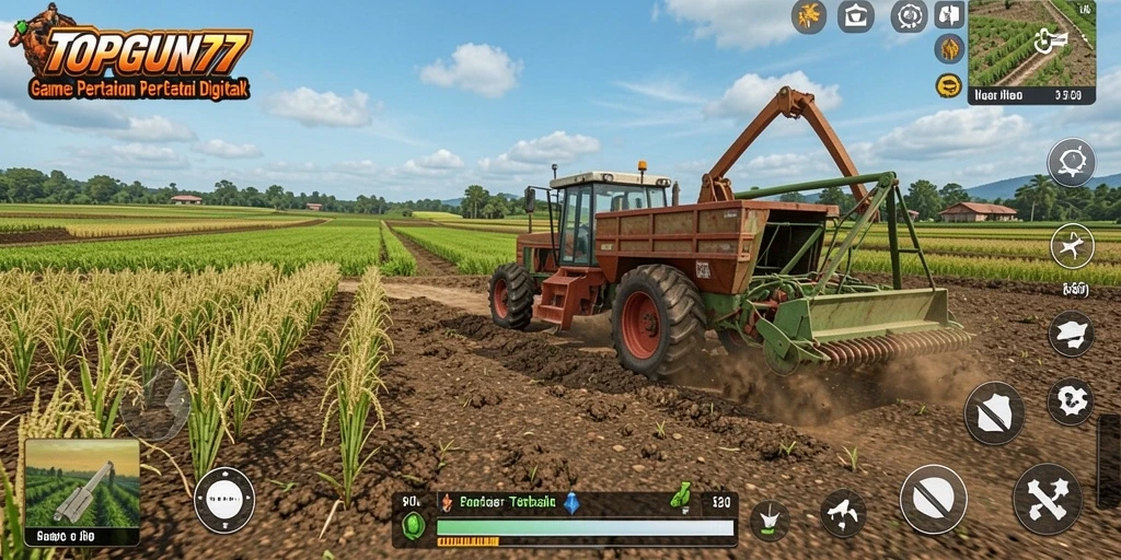 Screenshot gameplay dari TOPGUN77 menunjukkan aktivitas bertani yang mendebarkan.
