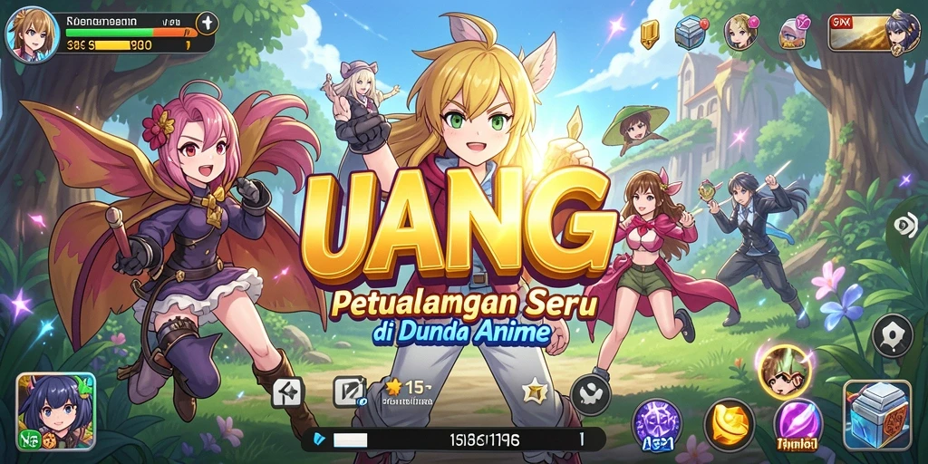 Tampilan gameplay seru dari UANG dengan karakter anime yang menarik.